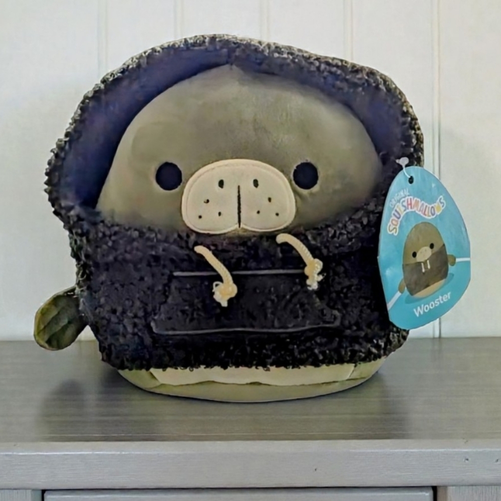 NEW Squishmallows Wooster the Manatee in Sherpa Hoodie